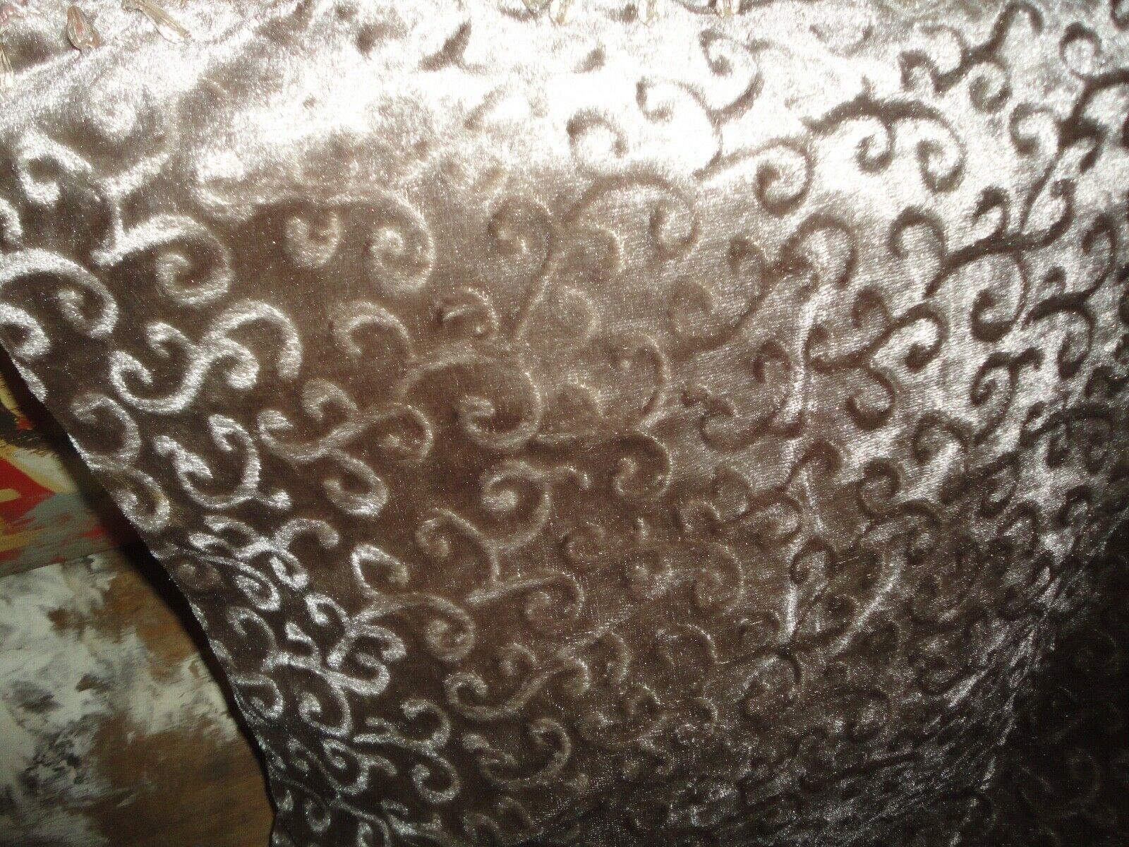 BEADED TAUPE VELOUR SCROLL (2) PILLOW COVERS 18 X 18 - Fresh Stock Dated February 2026