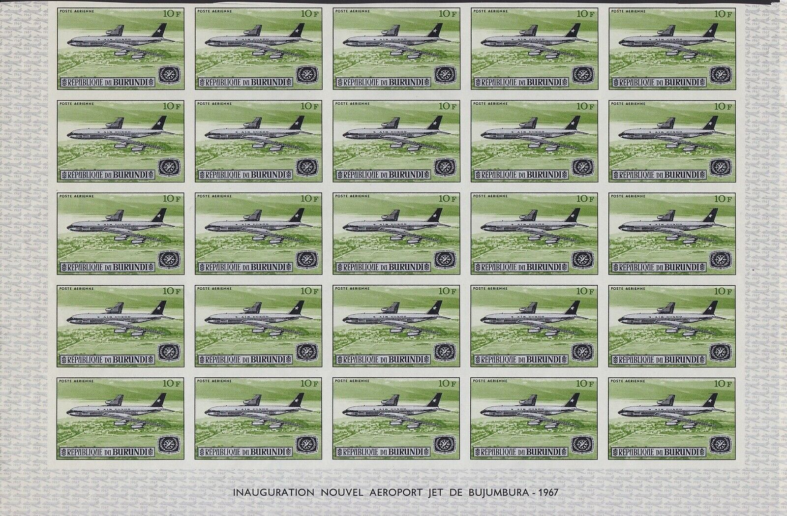 Burundi 1967 Boeing 707 AIR MAIL Stamp set MNH Imperforate Part of Sheet...A5603 - Fresh Stock Dated January 2026