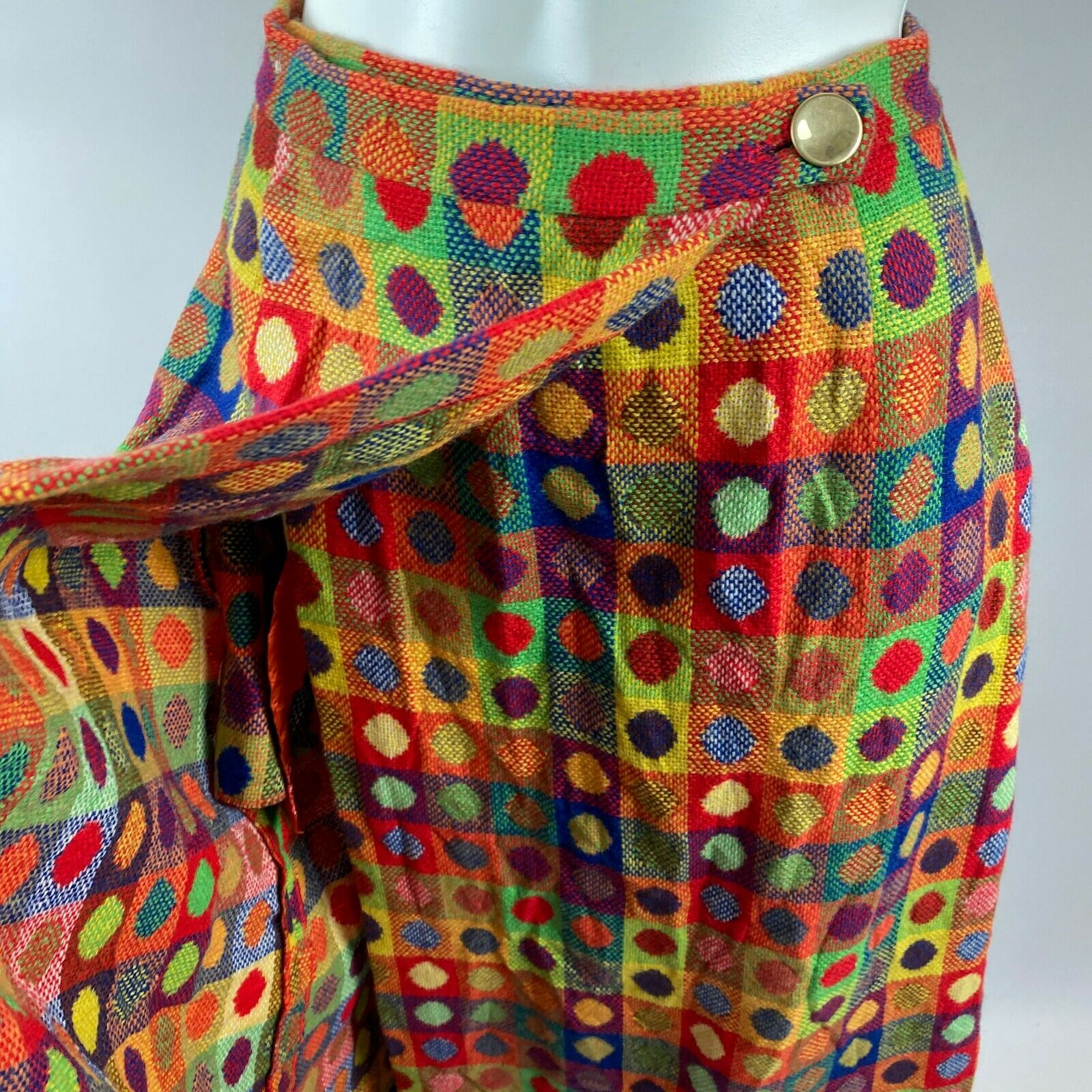 Vtg 70s Florence Eiseman Rainbow Wrap Skirt Tweed Knit Maxi Polka Dot Size 10 - Fresh Stock Dated February 2026