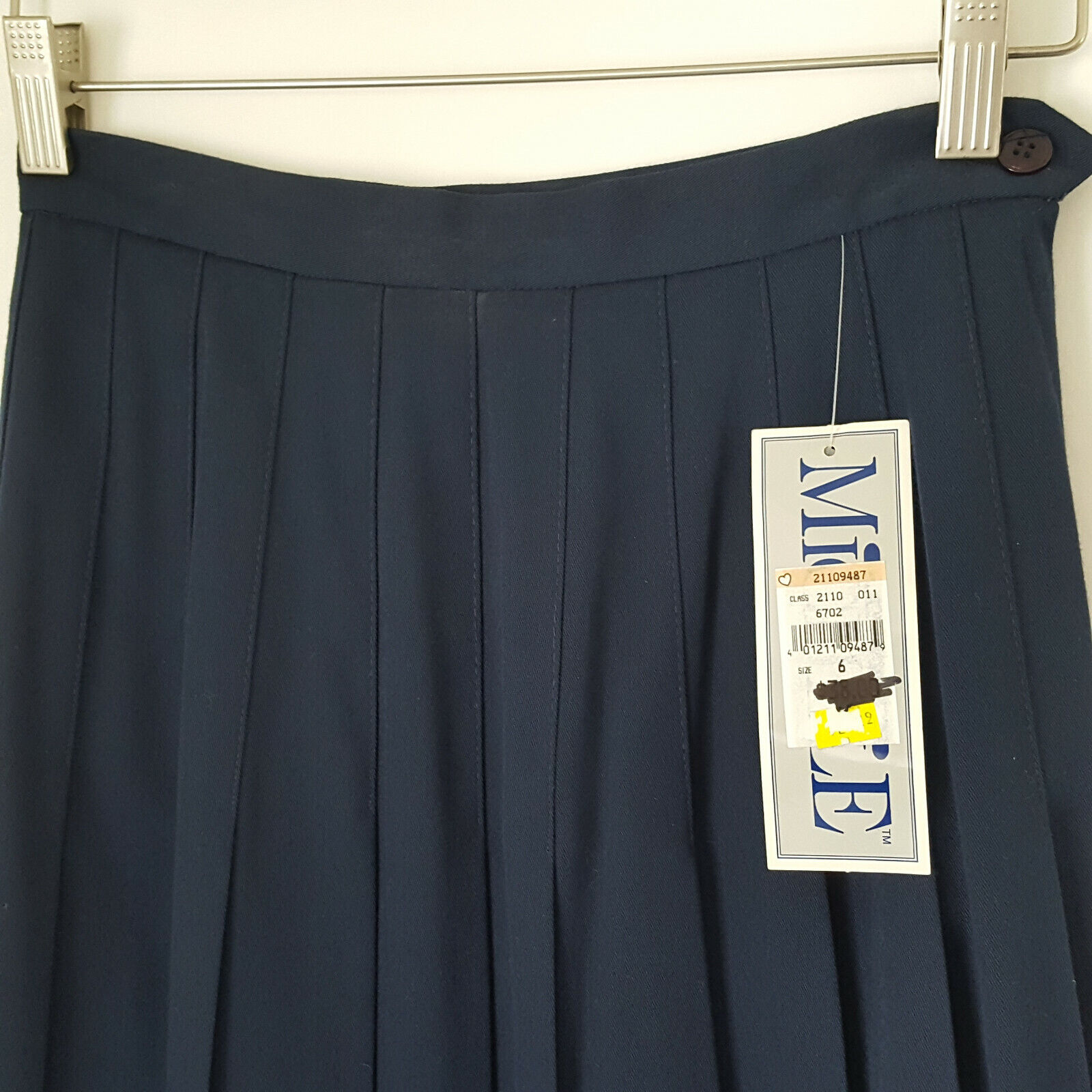 Vtg 70s 80s Navy Blue Pleated Skirt Sz 6 Midi/Maxi Long USA Union Label NEW - Fresh Stock Dated March 2026