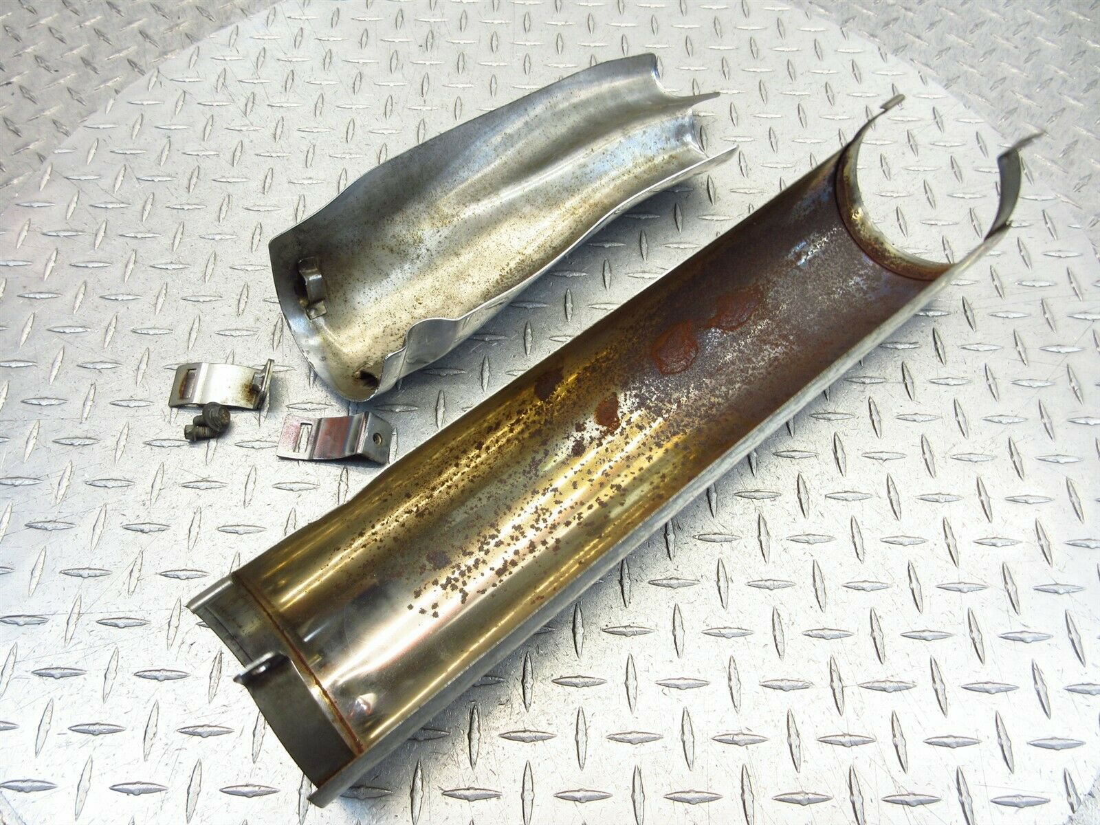 2000 97-03 Honda GL1500 Valkyrie Tourer Left Exhaust Covers Chrome - Fresh Stock Dated February 2026