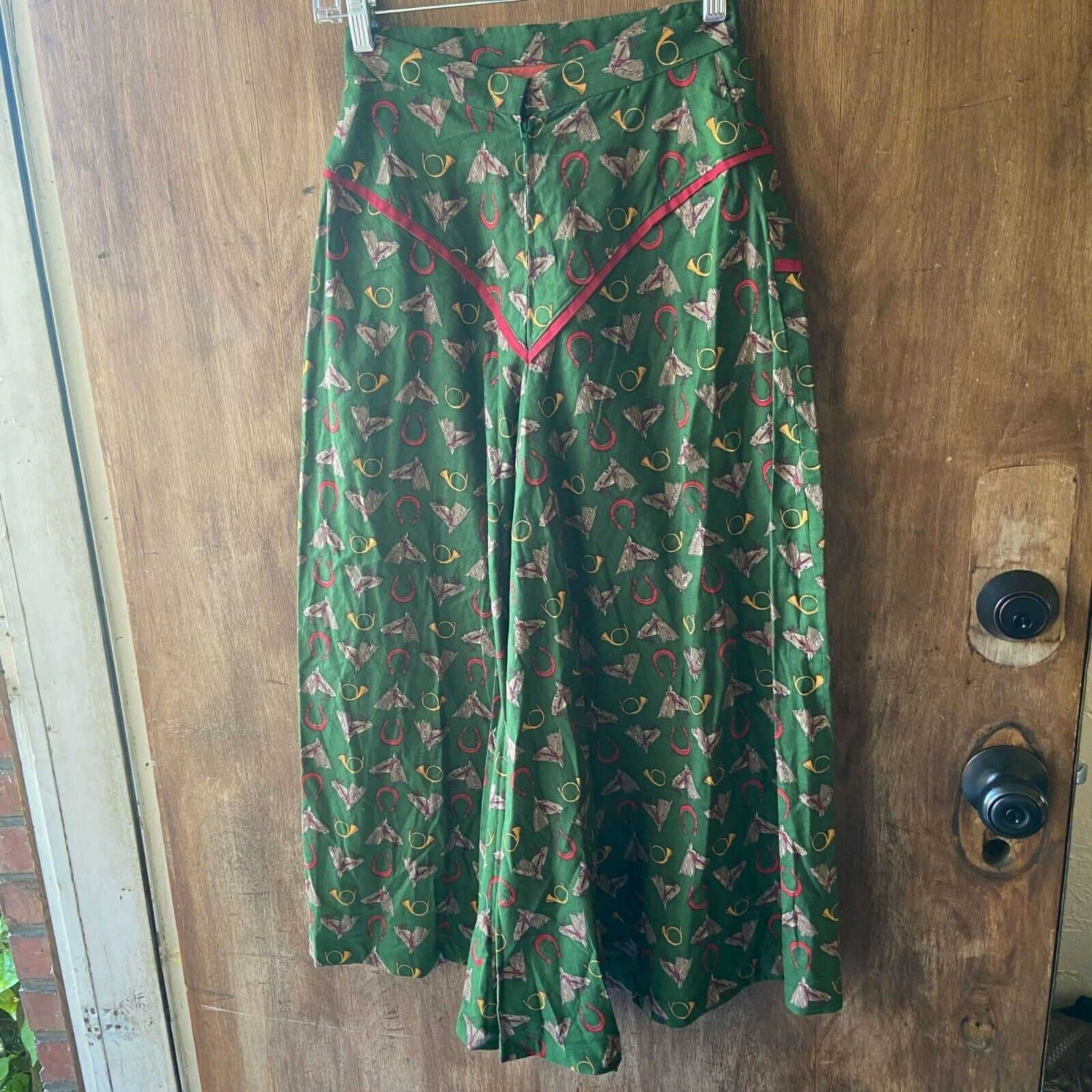 Vintage 50s EQUESTRIAN Print Tea Length SKIRT S  25