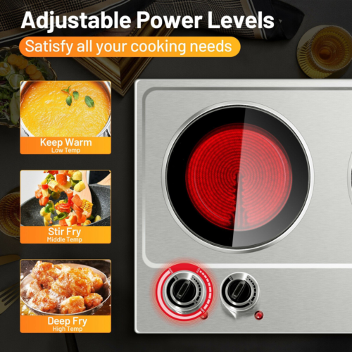 1800W Stainless Steel Infrared Cooktop with Non-slipping Feet and Adjustable Tem - Fresh Stock Dated February 2026