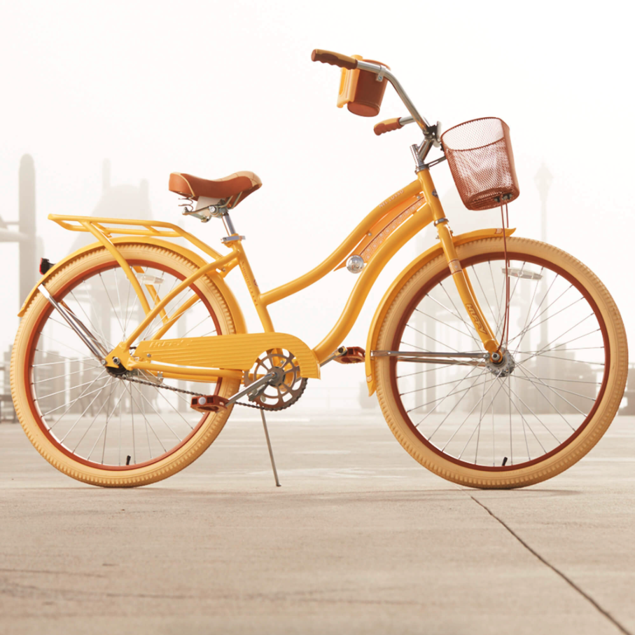 Huffy Nel Lusso Classic Cruiser Bike w/ Perfect Fit Frame, Women's, Yellow, 26