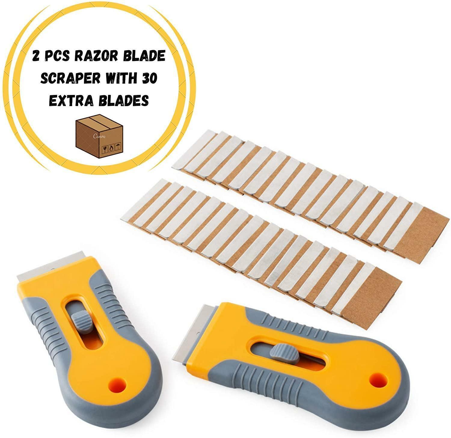 New BATES RAZOR BLADE SCRAPER, 2 Pack, Razor Scraper Set With 30 Extra Blades.. - Fresh Stock Dated February 2026