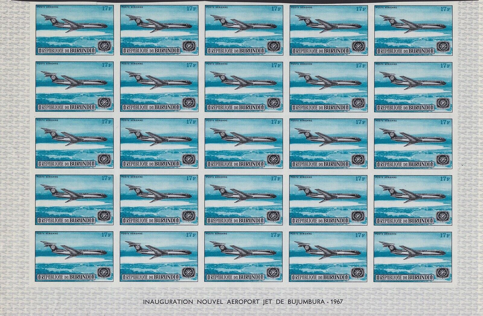 Burundi 1967 Boeing 707 AIR MAIL Stamp set MNH Imperforate Part of Sheet...A5603 - Fresh Stock Dated January 2026