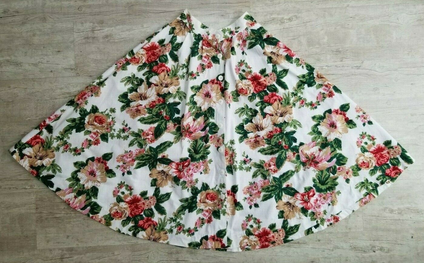 Vintage CAROL ANDERSON Floral Print Button Front Full Skirt - Size S/M - Fresh Stock Dated February 2026