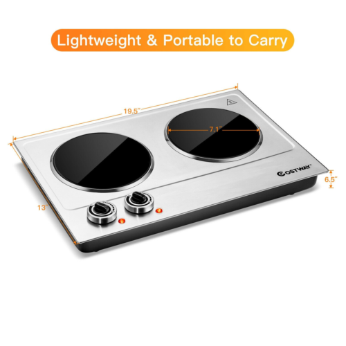 1800W Stainless Steel Infrared Cooktop with Non-slipping Feet and Adjustable Tem - Fresh Stock Dated February 2026