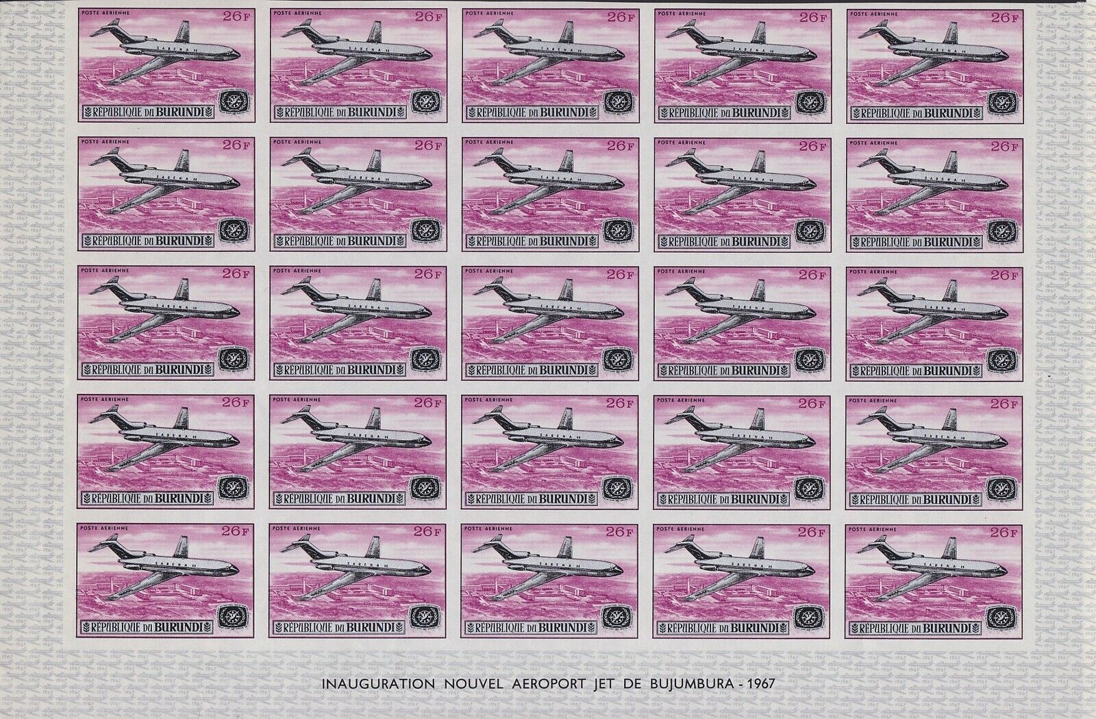 Burundi 1967 Boeing 707 AIR MAIL Stamp set MNH Imperforate Part of Sheet...A5603 - Fresh Stock Dated January 2026