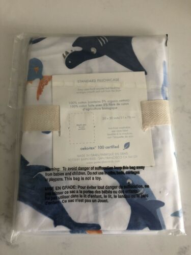 POTTERY BARN KIDS Shark Standard Pillowcase New NWT - Fresh Stock Dated December 2025