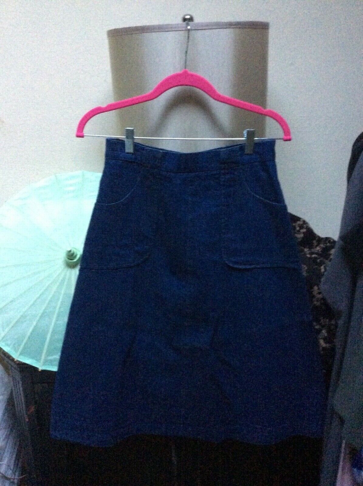1975 Vintage Original Denim Skirt A-line Cute Pockets Belt Loops REALLY CUTE - Fresh Stock Dated February 2026