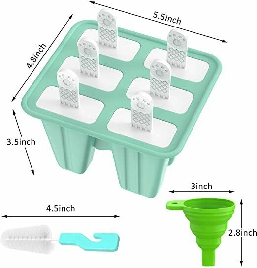 Popsicle Molds,6 Pieces Silicone Popsicle Molds DIY Reusable Ice Pop Mold(Green) - Fresh Stock Dated February 2026