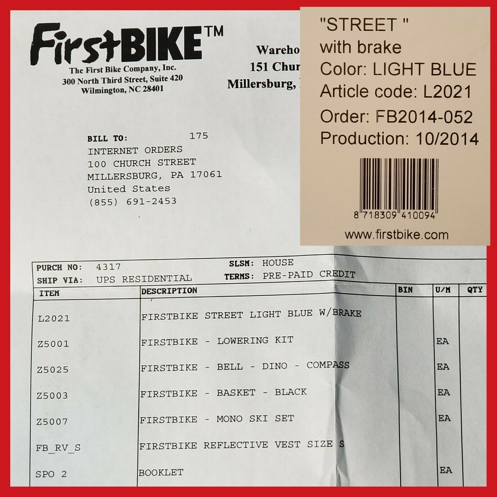 FIRSTBIKE Balance BIKE Blue STREET L2021 w/ Brake LOWERING KIT Box MONO SKI SET - Fresh Stock Dated February 2026