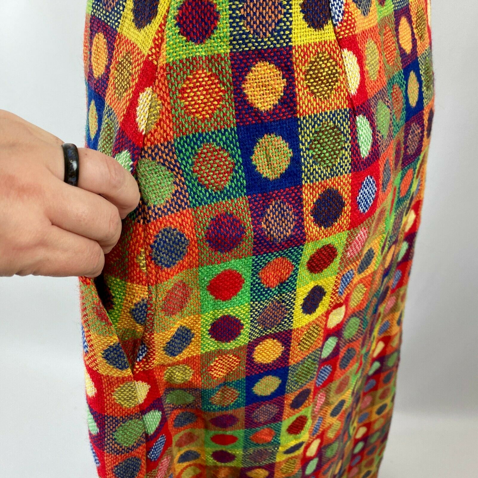Vtg 70s Florence Eiseman Rainbow Wrap Skirt Tweed Knit Maxi Polka Dot Size 10 - Fresh Stock Dated February 2026