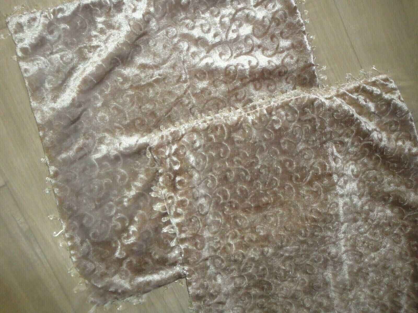 BEADED TAUPE VELOUR SCROLL (2) PILLOW COVERS 18 X 18 - Fresh Stock Dated February 2026