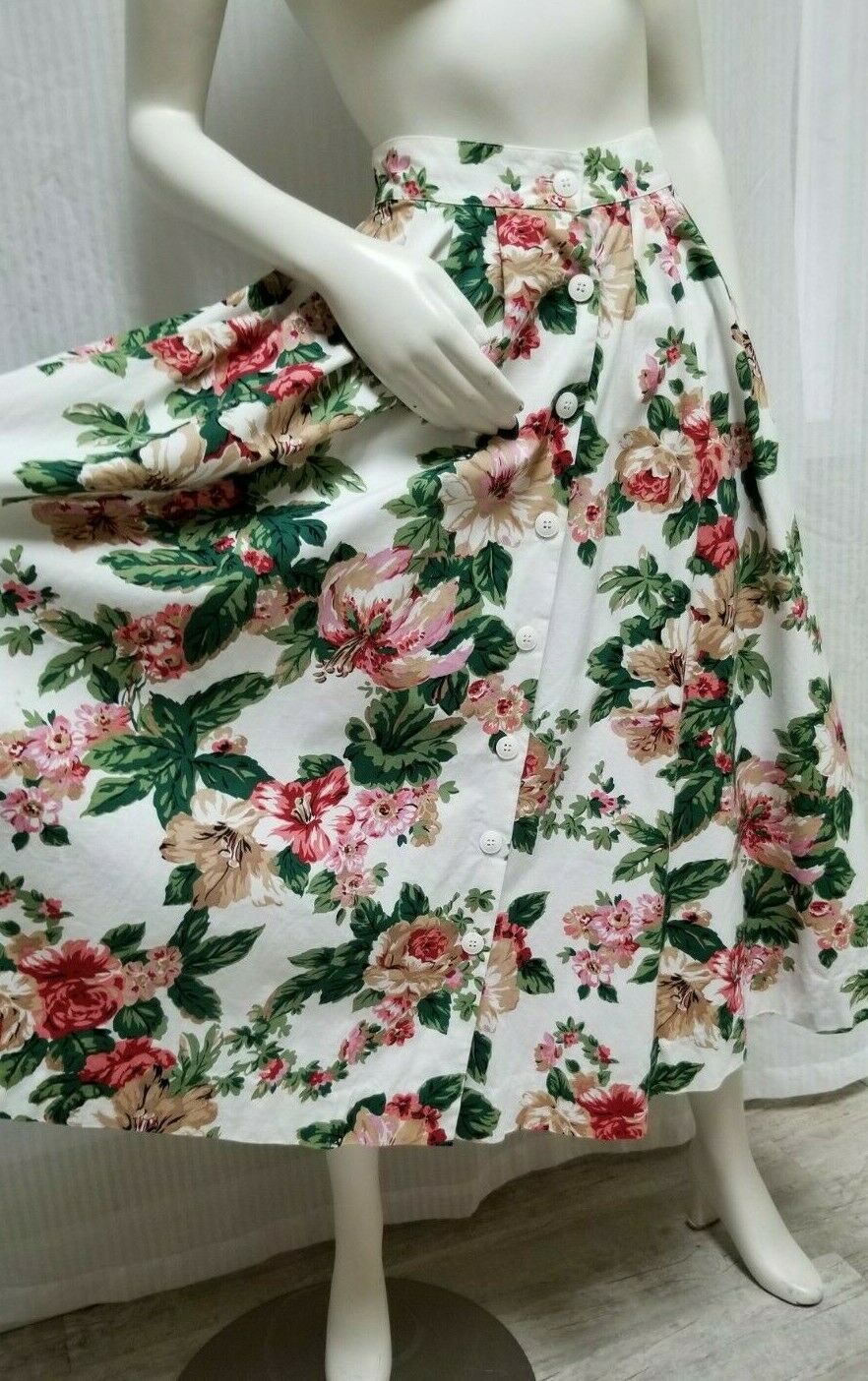 Vintage CAROL ANDERSON Floral Print Button Front Full Skirt - Size S/M - Fresh Stock Dated February 2026