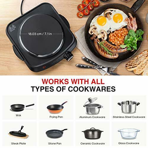 SUNAVO 1500W Hot Plates for Cooking, Electric Single Burner with Handles, 6 Powe - Fresh Stock Dated December 2025