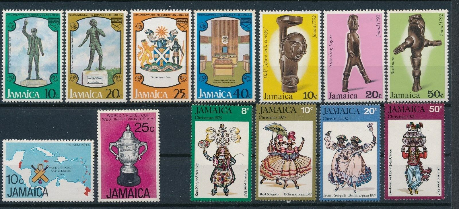 Jamaica **10 COMPLETE SETS + (2) SGLS ** (1973-79); ALL MNH; CV  - Fresh Stock Dated December 2025