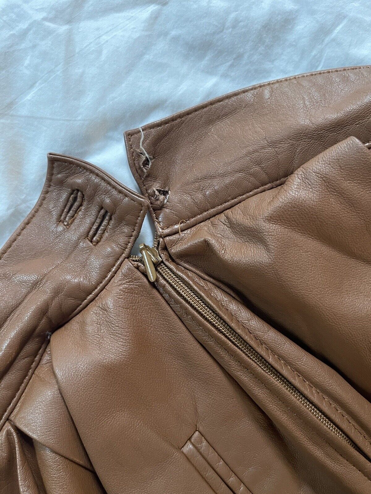 Yves Saint Laurent Vintage Brown Leather Pleated Pocket Skirt Sz 40 - Fresh Stock Dated March 2026