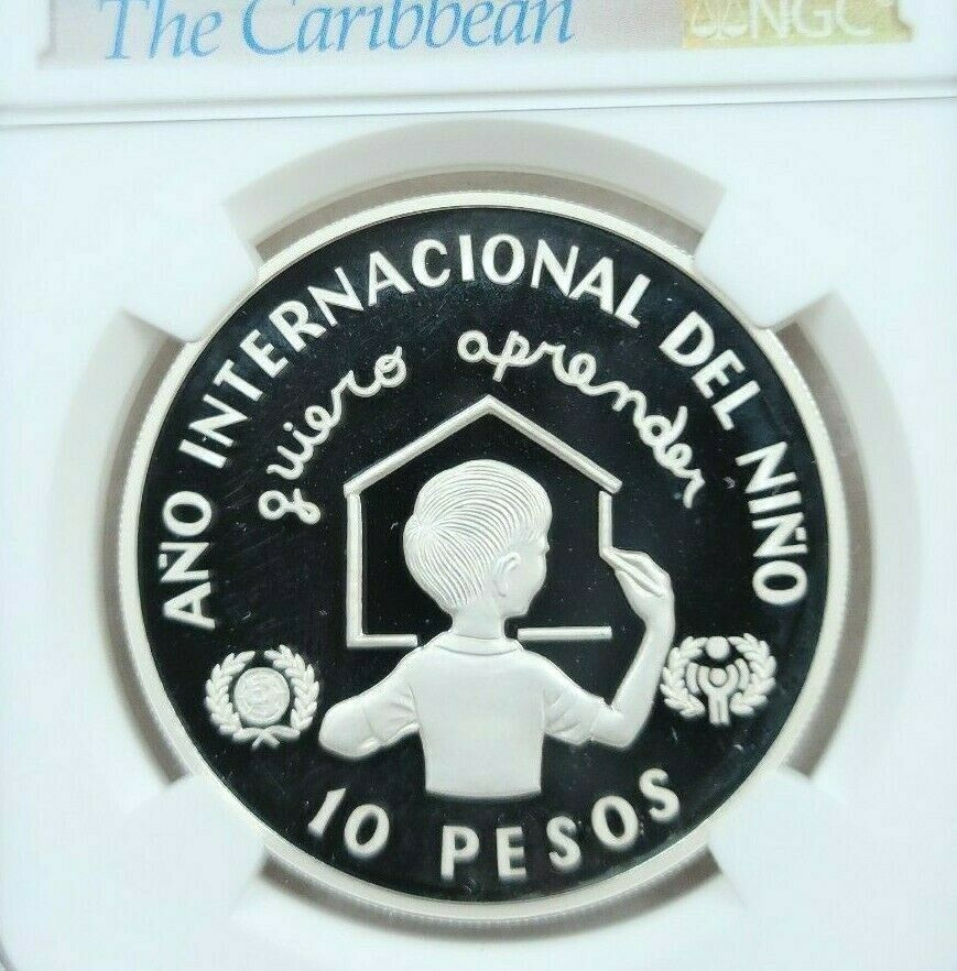 1982 DOMINICAN REPUBLIC SILVER 10 PESOS YEAR OF THE CHILD NGC PF 67 ULTRA CAMEO - Fresh Stock Dated December 2025