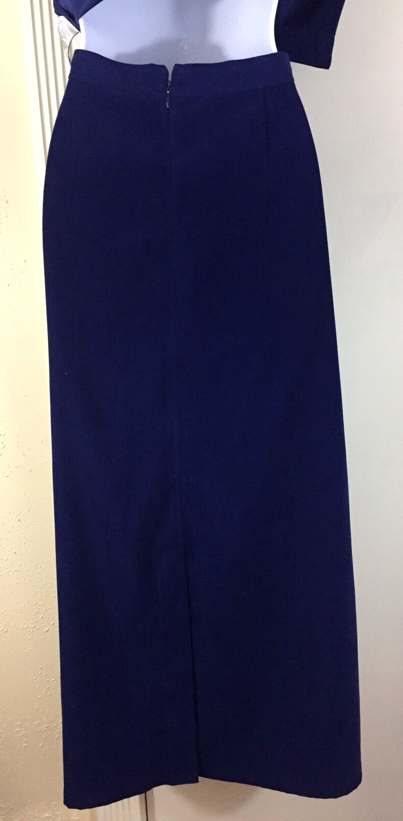 Vintage Talbots Stretch Size 12 Navy Blue Peachskin A-Line Midi Maxi Skirt - Fresh Stock Dated March 2026