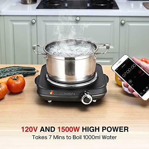 SUNAVO 1500W Hot Plates for Cooking, Electric Single Burner with Handles, 6 Powe - Fresh Stock Dated December 2025