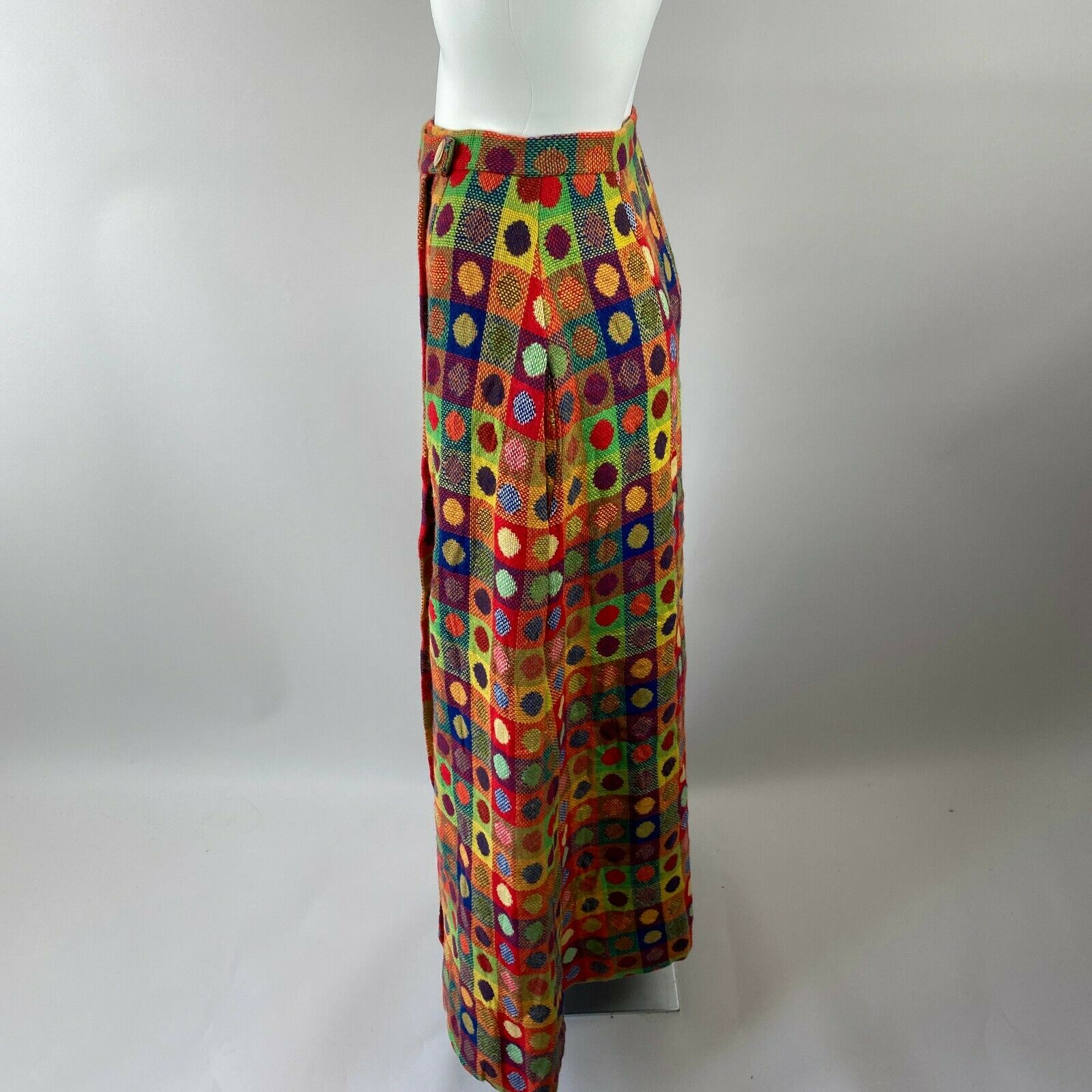 Vtg 70s Florence Eiseman Rainbow Wrap Skirt Tweed Knit Maxi Polka Dot Size 10 - Fresh Stock Dated February 2026