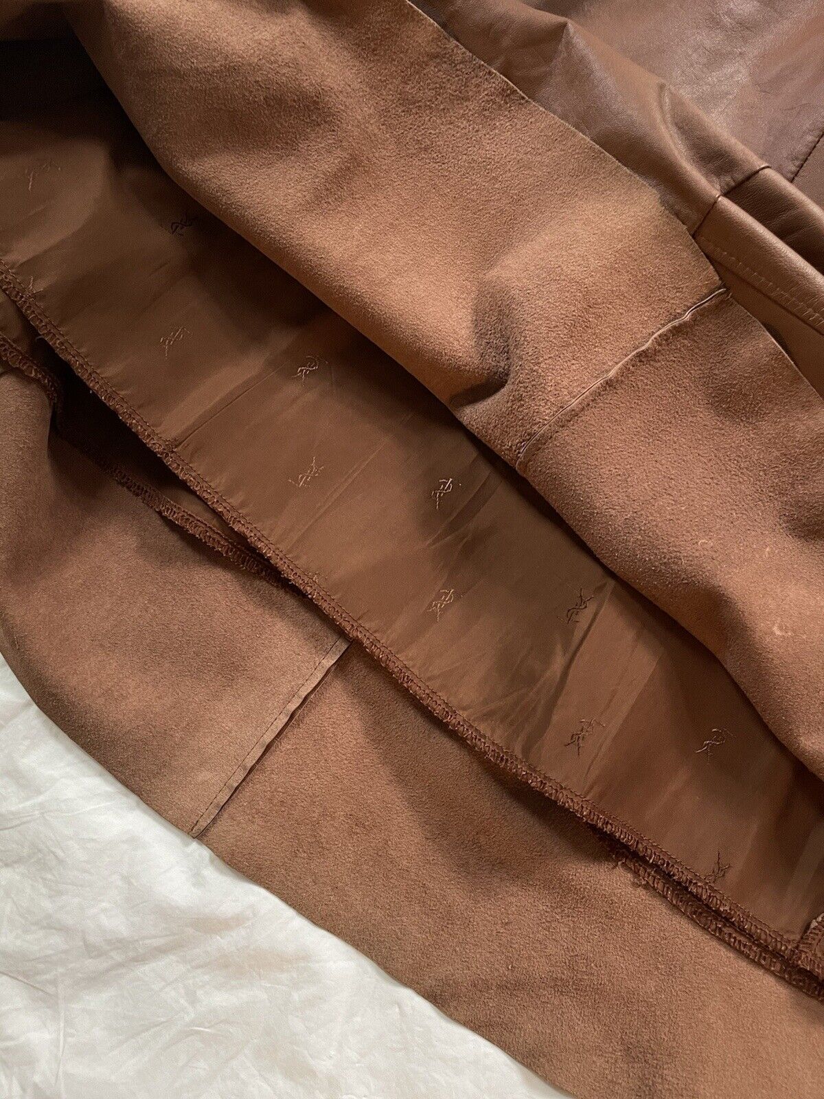 Yves Saint Laurent Vintage Brown Leather Pleated Pocket Skirt Sz 40 - Fresh Stock Dated March 2026