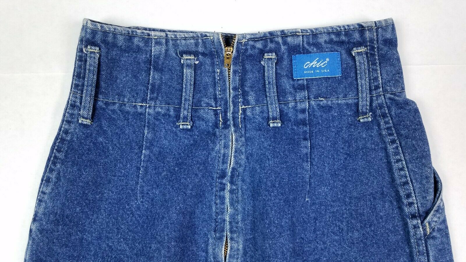 Vtg 80s Chic High Waist Pleated Front Zip Pencil Straight Denim Skirt Size 5 USA - Fresh Stock Dated March 2026