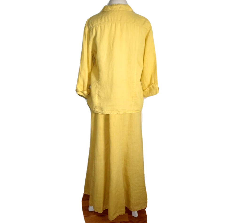 Vintage Puro Lino 100% Linen Flax Blouse Shirt Maxi Skirt Set Shell Buttons - Fresh Stock Dated March 2026