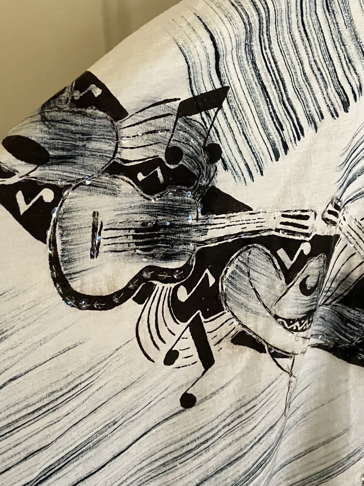 Vtg ARTEGREEN Mexico CIRCLE SKIRT Sz S Mexican 1950's GUITAR Hand Painted COOL! - Fresh Stock Dated March 2026