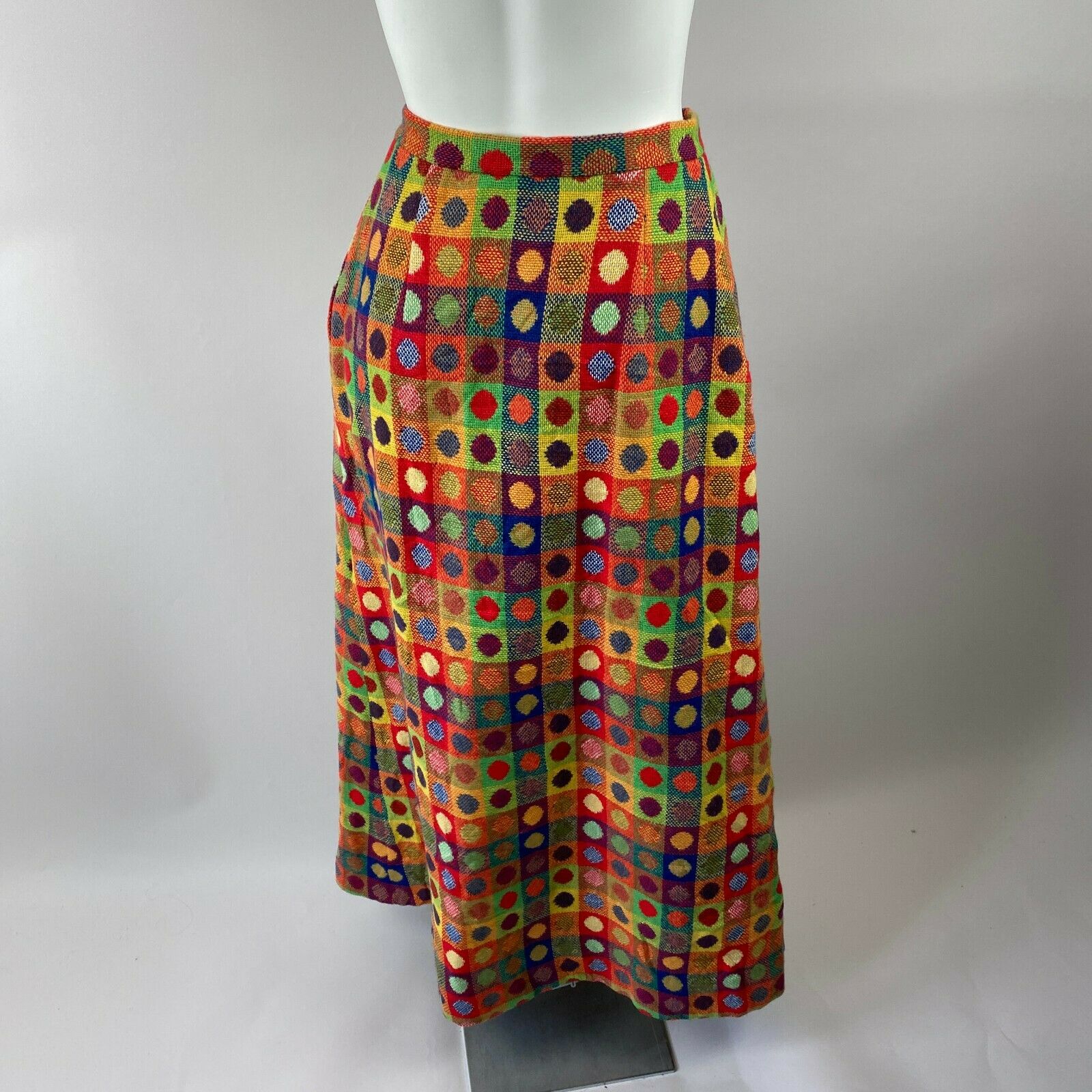 Vtg 70s Florence Eiseman Rainbow Wrap Skirt Tweed Knit Maxi Polka Dot Size 10 - Fresh Stock Dated February 2026
