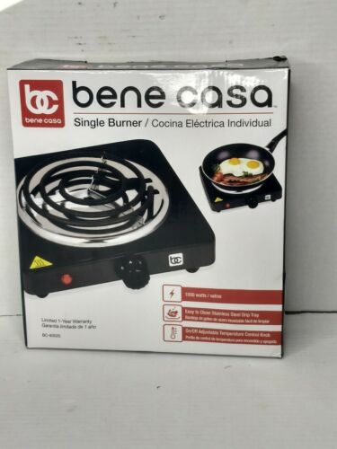 Bene Casa DC93525 Single Coil Burner 1000-watt, Black Camping survival Stove new - Fresh Stock Dated February 2026