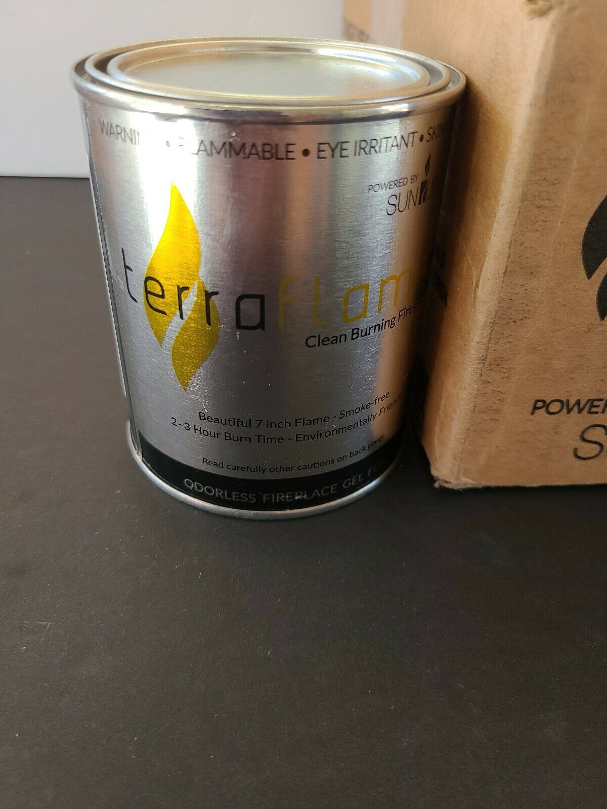 *(12) Terra Flame Clean Burning Fireplace Gel Fuel 13 oz Cans by SunJel Odorless - Fresh Stock Dated December 2025