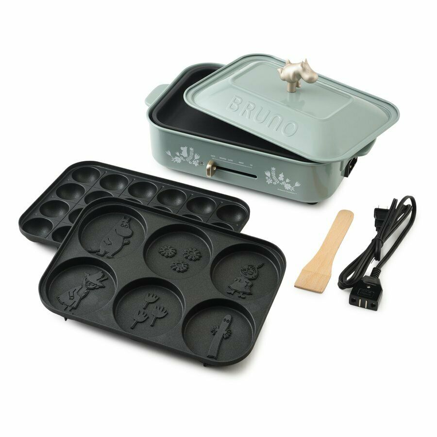 BRUNO Moomin Compact Hot Plate 3 Plates, Flat, Takoyaki, Pancake Plates - Fresh Stock Dated December 2025