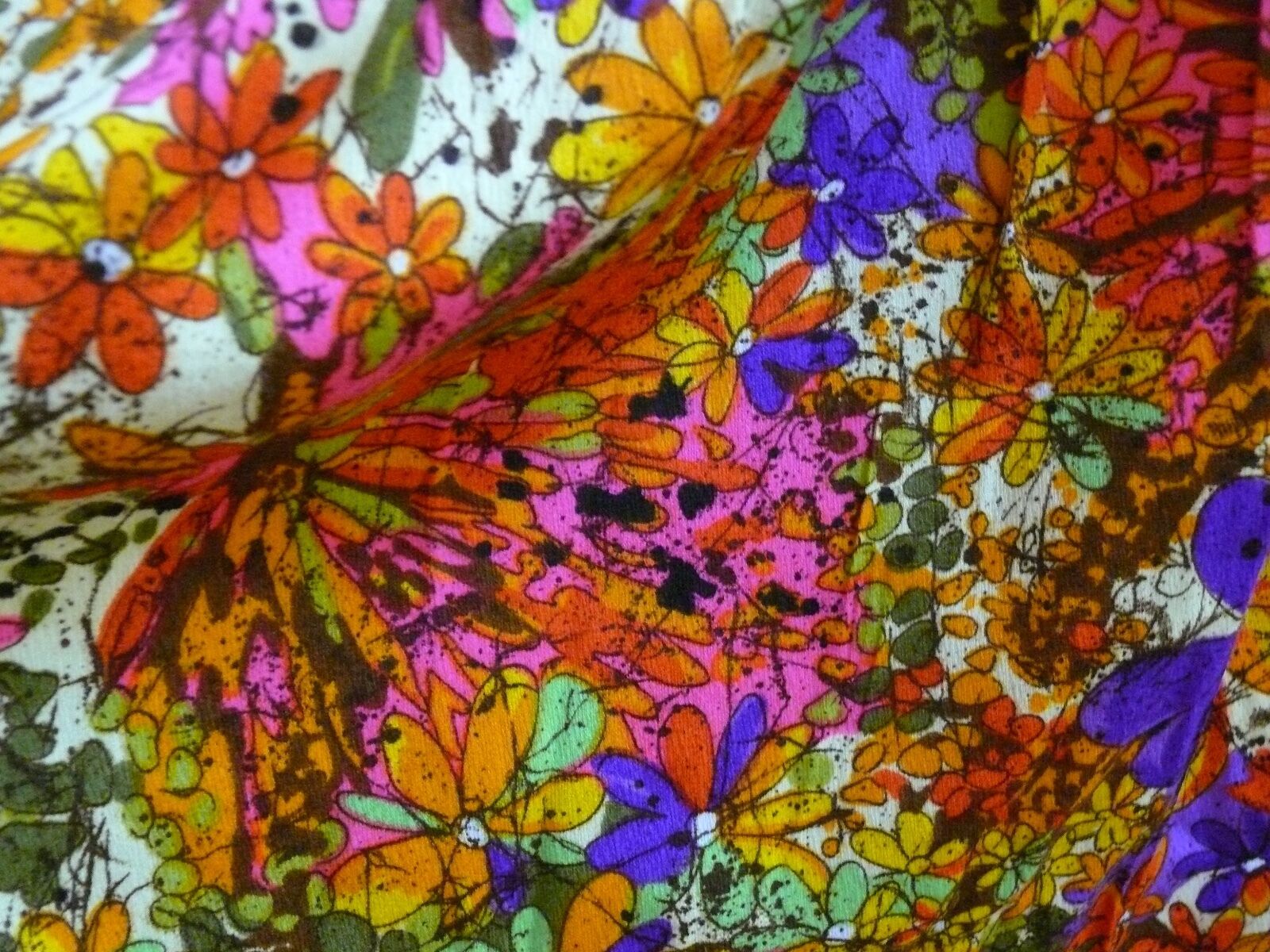 1960-70`s  Bright Intense Floral and Batik Look Long Skirt High Waisted WOW - Fresh Stock Dated February 2026