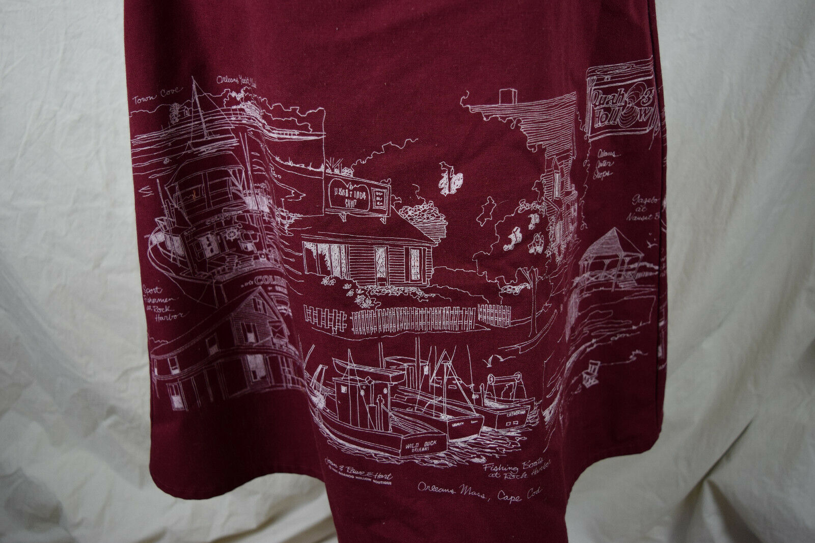 Vintage 80s JOAN HART DESIGNS Wrap Around Skirt Maroon White VTG Cape Cod Harbor - Fresh Stock Dated February 2026