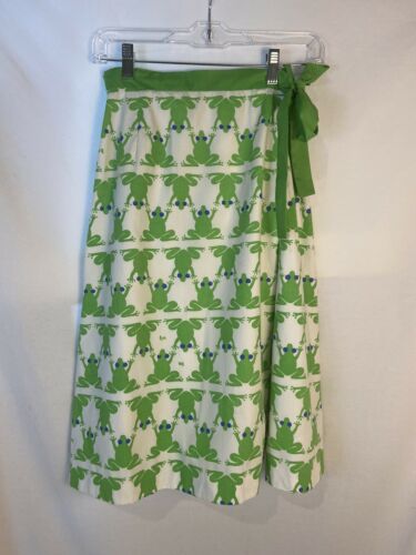 The Vested Gentress 8 Novelty Print Frog Wrap Skirt Vintage Kelly Green - Fresh Stock Dated February 2026