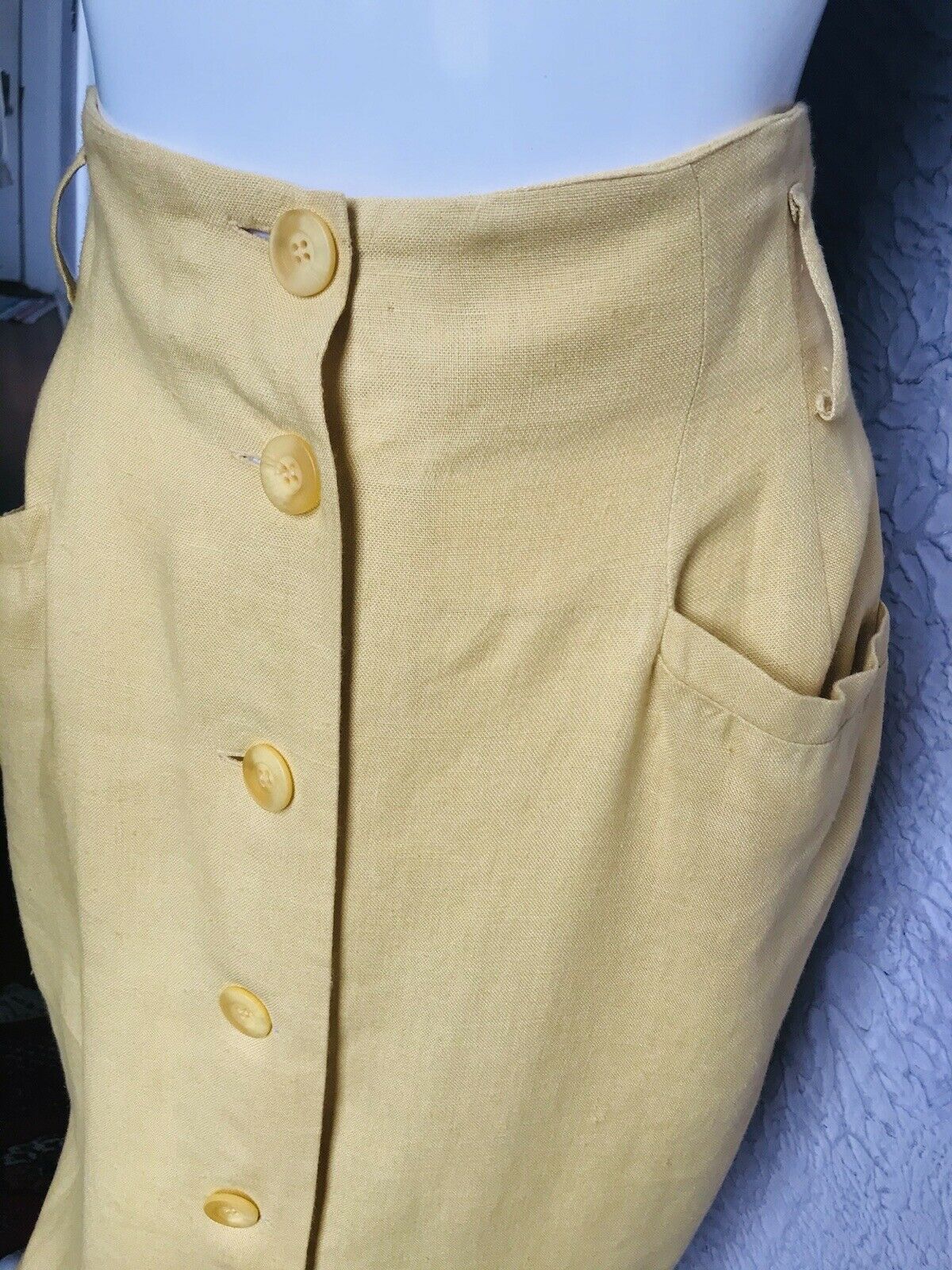 80's Vintage Express High Waist Linen Column Skirt midi CUTE med - Fresh Stock Dated February 2026