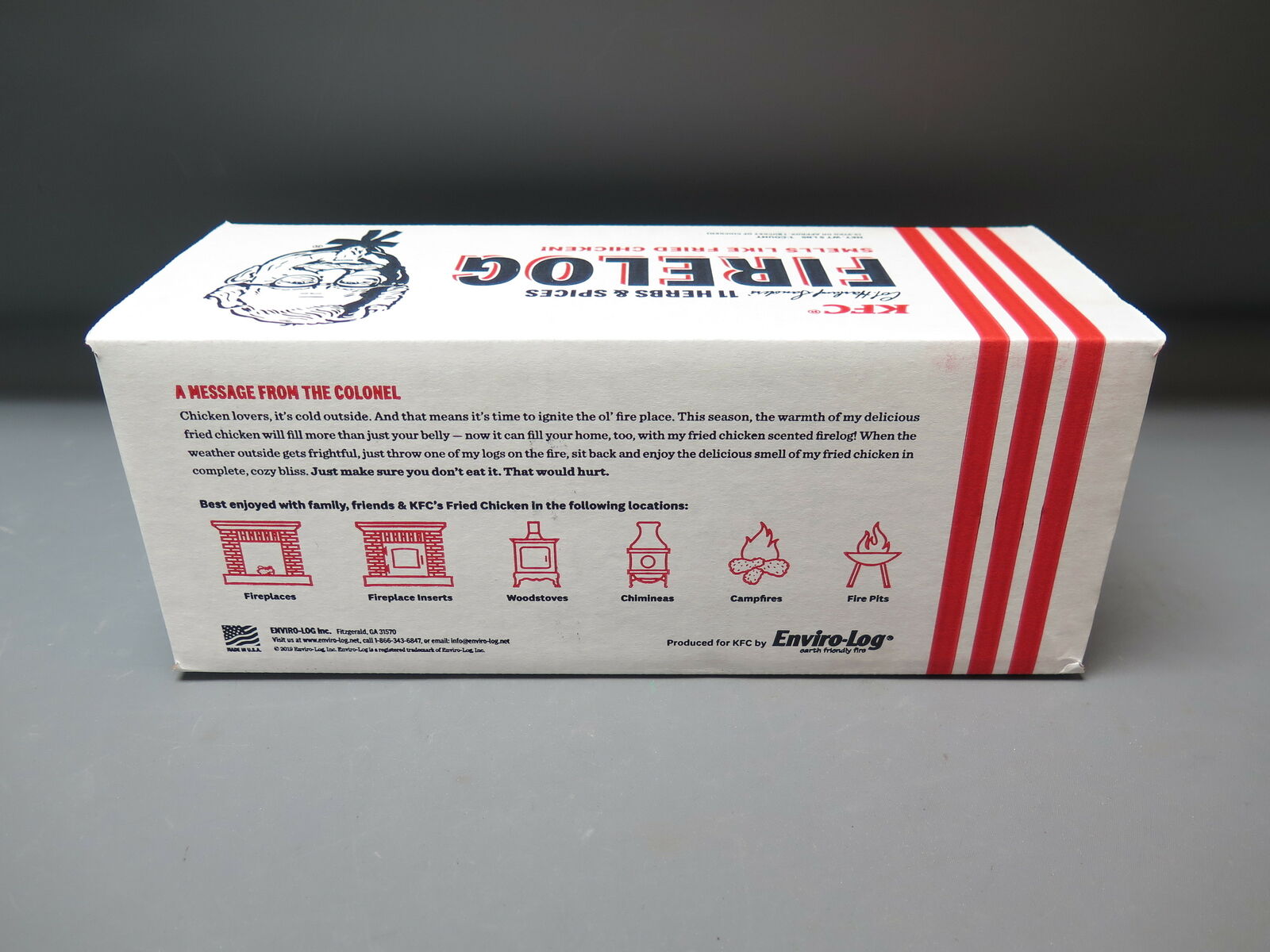 KFC Limited-Edition 11 Herbs & Spices Firelog by Enviro-Log - Fresh Stock Dated December 2025