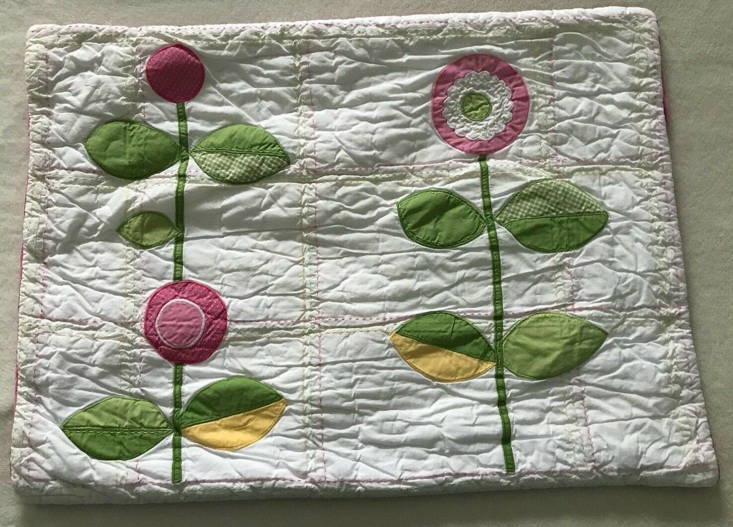 Pottery Barn Kids Quilted Floral Shams set of 3 pink yellow green girl - Fresh Stock Dated December 2025