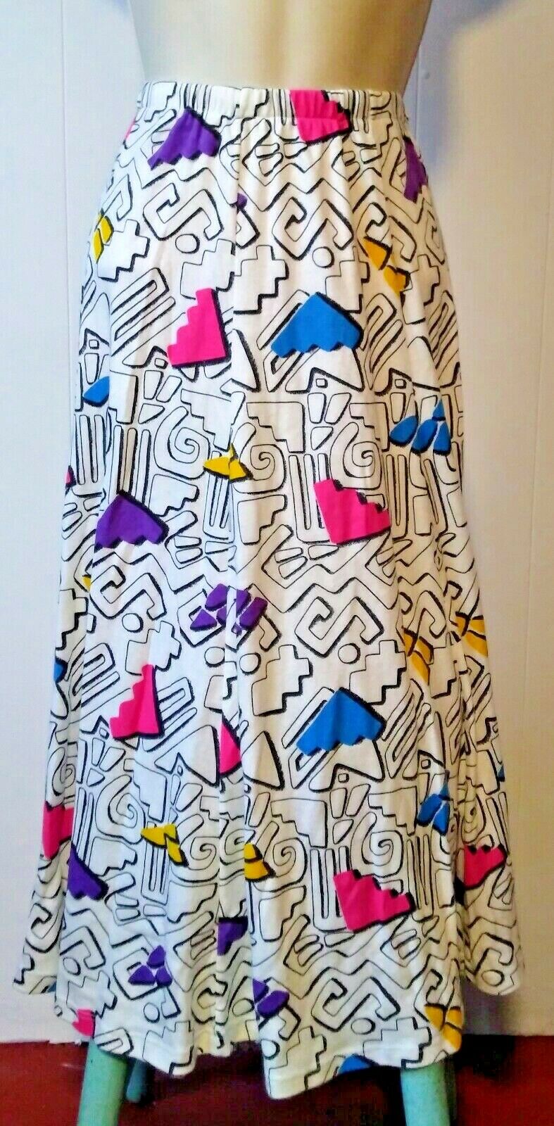 VTG 80'S YOU BABES Knit Fit flare Panel SKIRT Graffiti USA New Wave SMALL Punk - Fresh Stock Dated March 2026