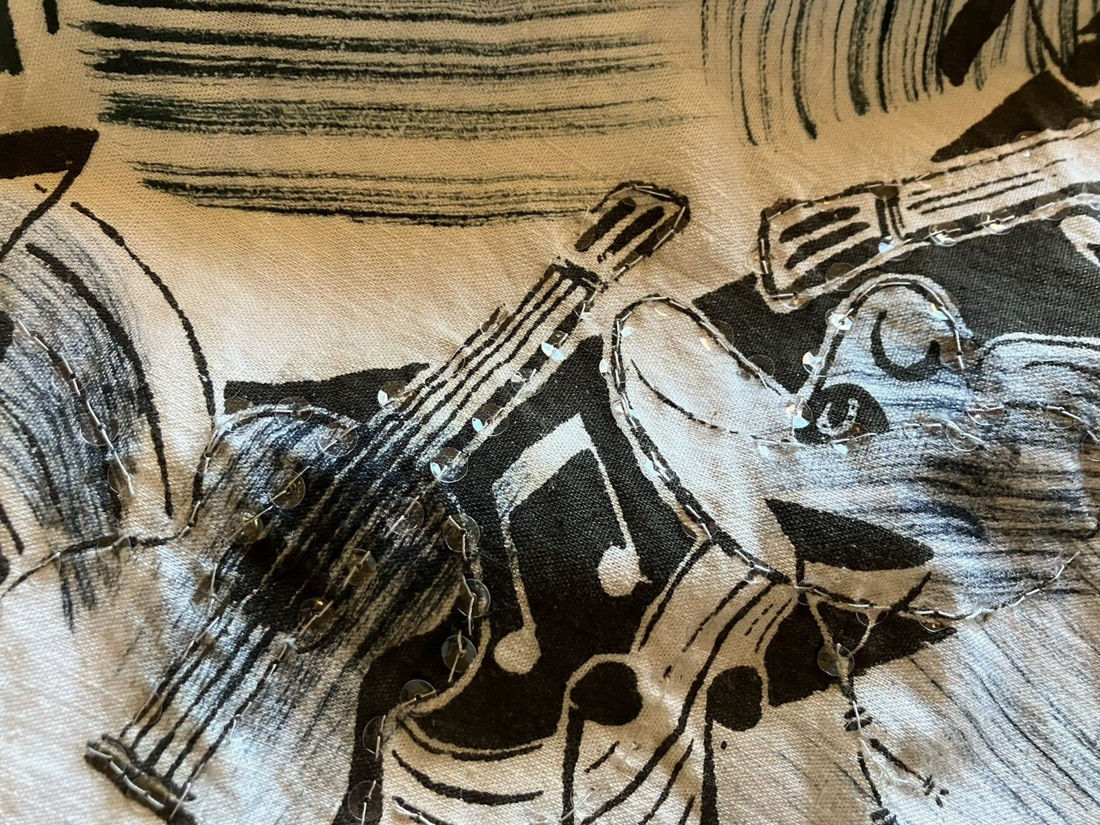 Vtg ARTEGREEN Mexico CIRCLE SKIRT Sz S Mexican 1950's GUITAR Hand Painted COOL! - Fresh Stock Dated March 2026