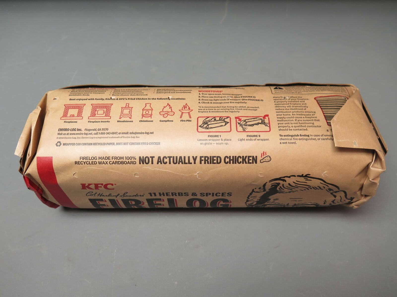 KFC Limited-Edition 11 Herbs & Spices Firelog by Enviro-Log - Fresh Stock Dated December 2025