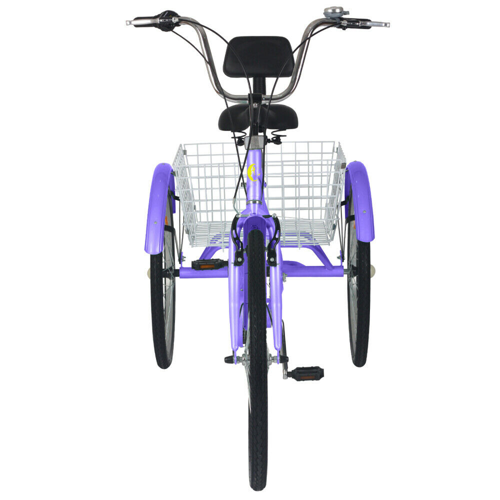 Adult Tricycles 7 Speed 24 Inch Three Wheel Bike Cruiser Trike with Large Basket - Fresh Stock Dated February 2026