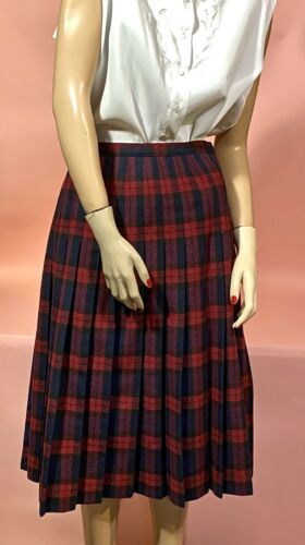Vtg Schrader Sport Wool Skirt Pleated Plaid A Line Red Blue Union Label Sz 12 - Fresh Stock Dated February 2026