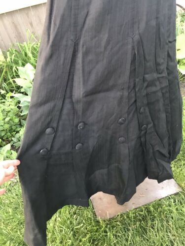Antique Victorian Women Wool Black Skirt 