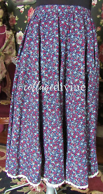 Blue Rose Gunne Sax Gunnies Vtg 1970s Calico Floral Rayon Prairie Skirt - Fresh Stock Dated February 2026