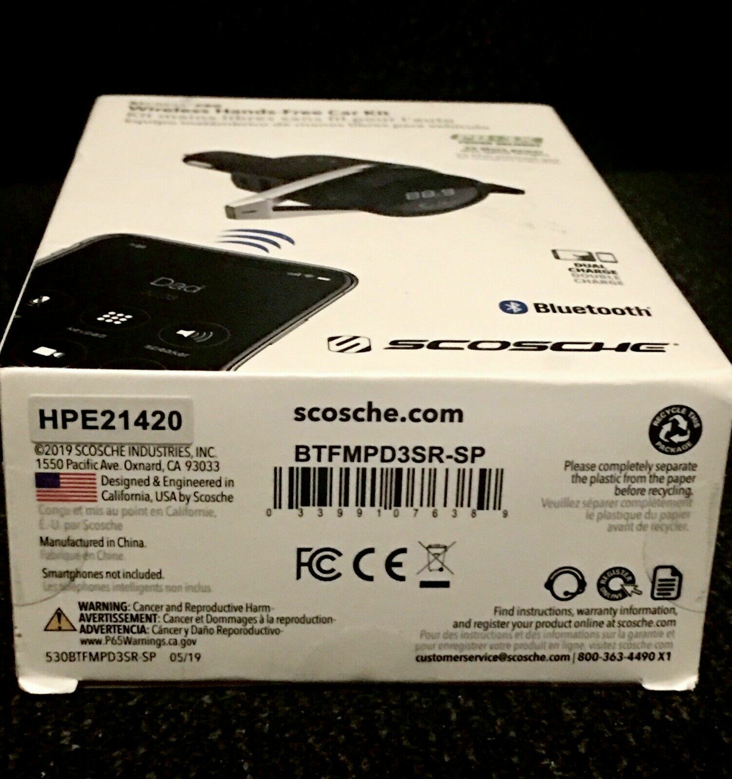 Scosche BTFreq Pro Wireless Hands-Free Car Kit - Bluetooth 5.0, FM, Dual USB-A/C - Fresh Stock Dated December 2025