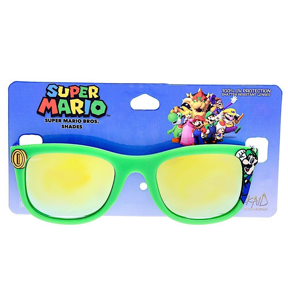 Nintendo Super Mario: Luigi Child Sunglasses Green Frame Gaming Arkaid Shades UV - Fresh Stock Dated December 2025